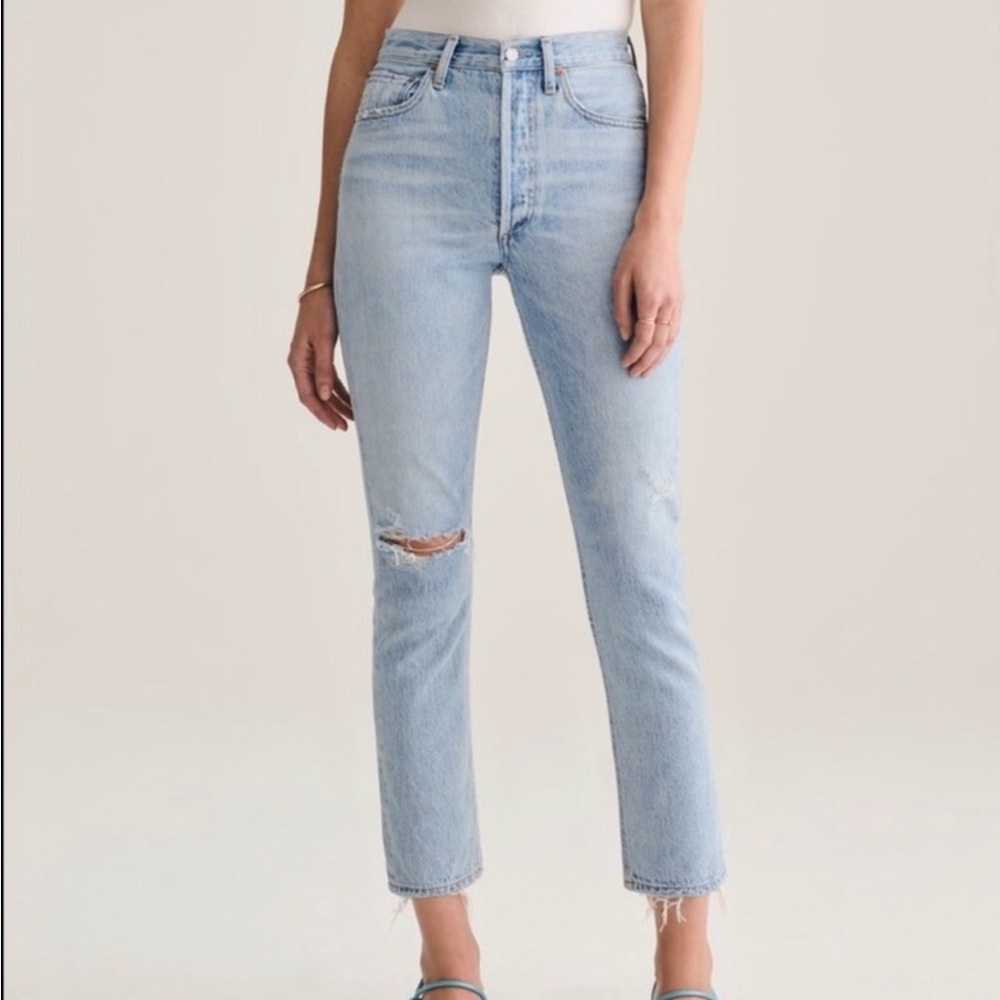 AGOLDE Riley High Rise Straight Crop Women Jeans in Denim-Light